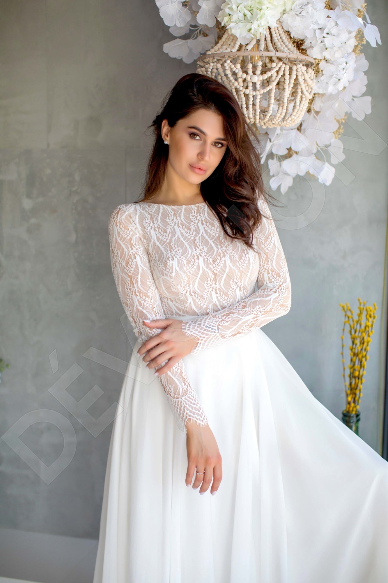 Peytona A-line Boat/Bateau Milk Wedding dress