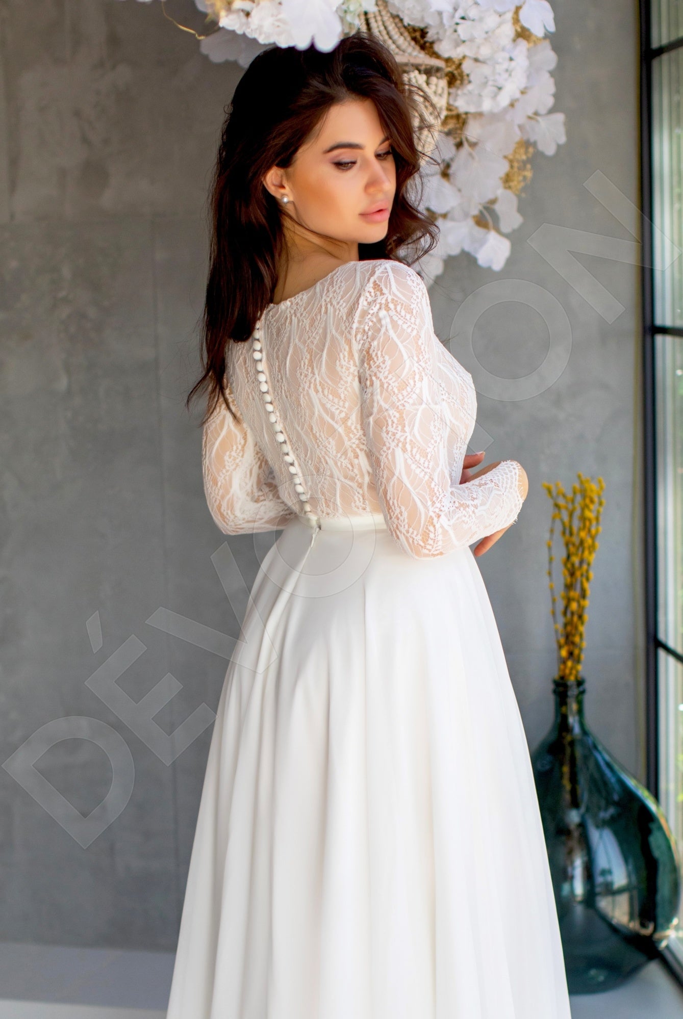 Peytona A-line Boat/Bateau Milk Wedding dress