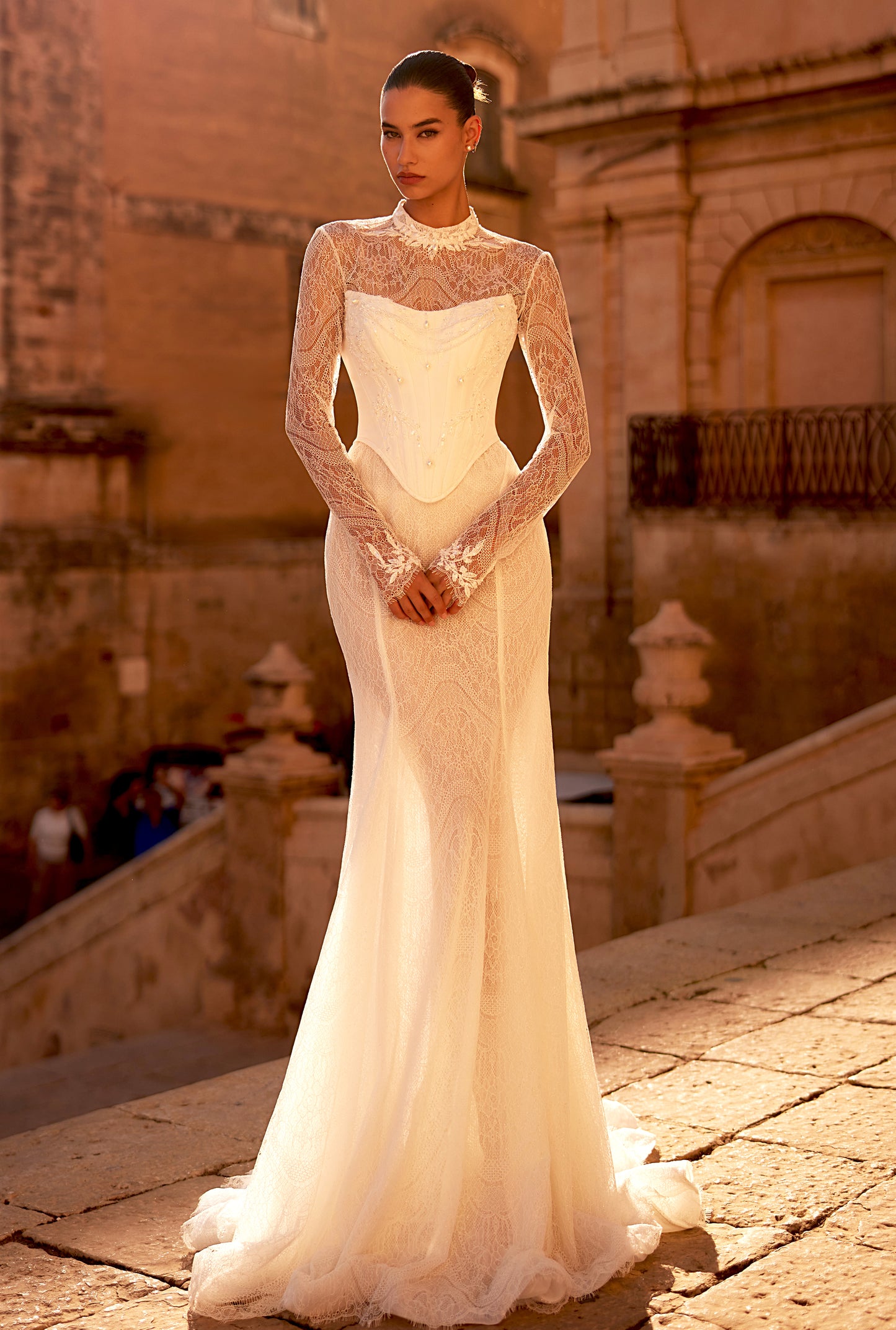 Jacline Mermaid Two in one High neck Milk Wedding dress