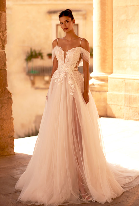 Adita A-line Illusion Milk Wedding dress