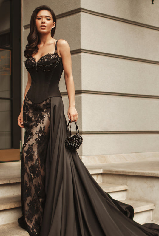 Becky Two in One Sweetheart Black/Nude Wedding dress