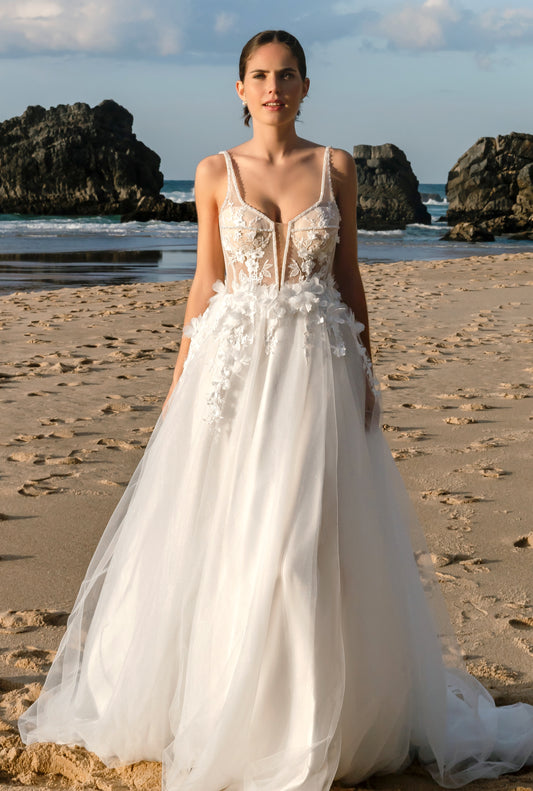 Elen A-line Square Milk Wedding dress