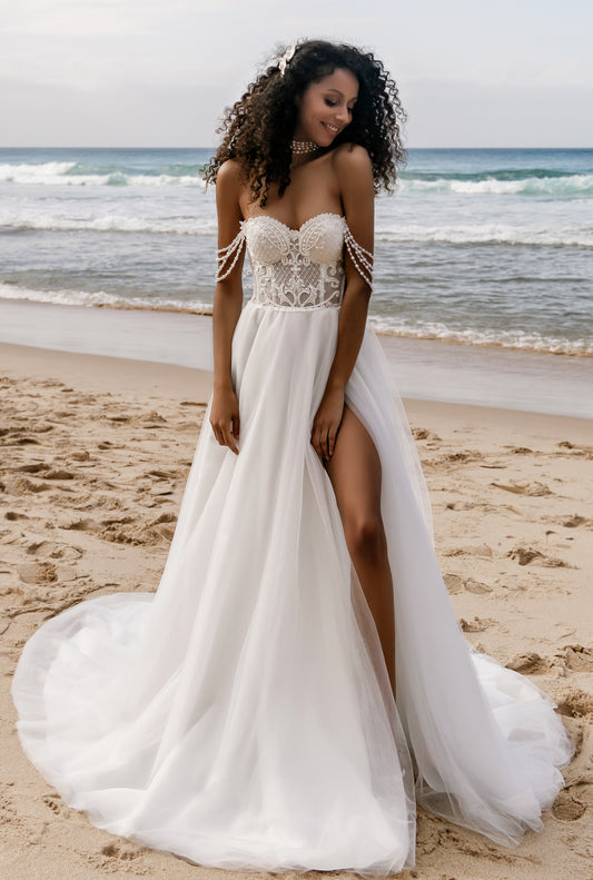 Ana A-line Sweetheart Milk Wedding dress