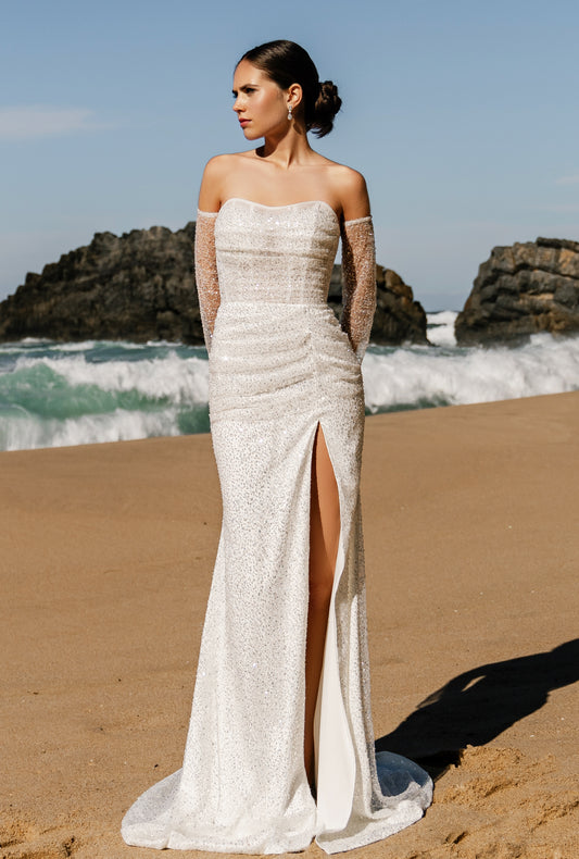 Sami Trumpet/Mermaid Sweetheart Milk Wedding dress