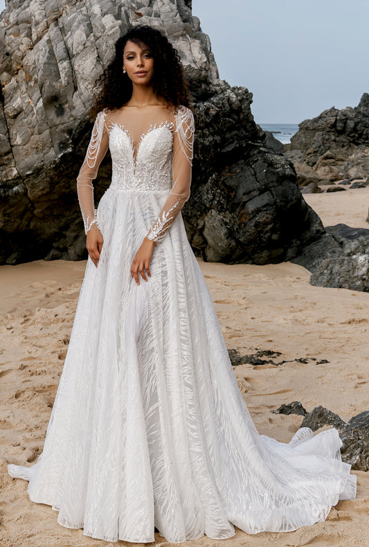 Camila A-line Illusion Milk Wedding dress