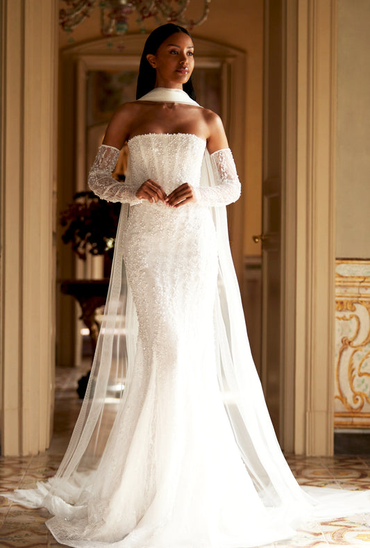 Miraya Two in one Straight across Ivory Wedding dress