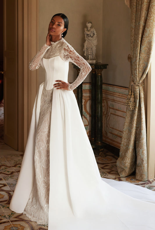 Eloven Two in one High neck Ivory Wedding dress