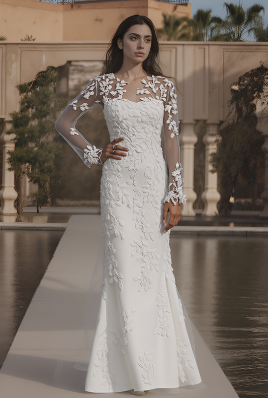 Lania Trumpet/Mermaid Illusion Milk Wedding dress