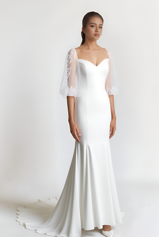 Elvira Trumpet/Mermaid Sweetheart Milk Wedding dress