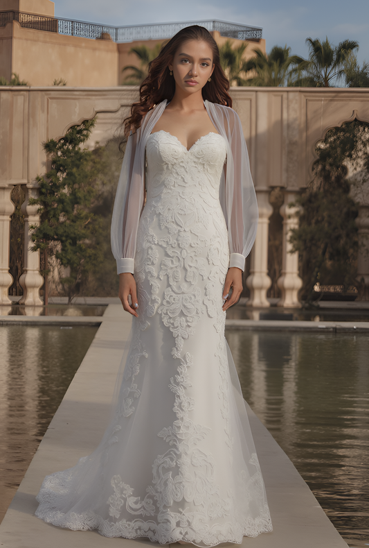Damaris Trumpet/Mermaid Sweetheart Milk Wedding dress