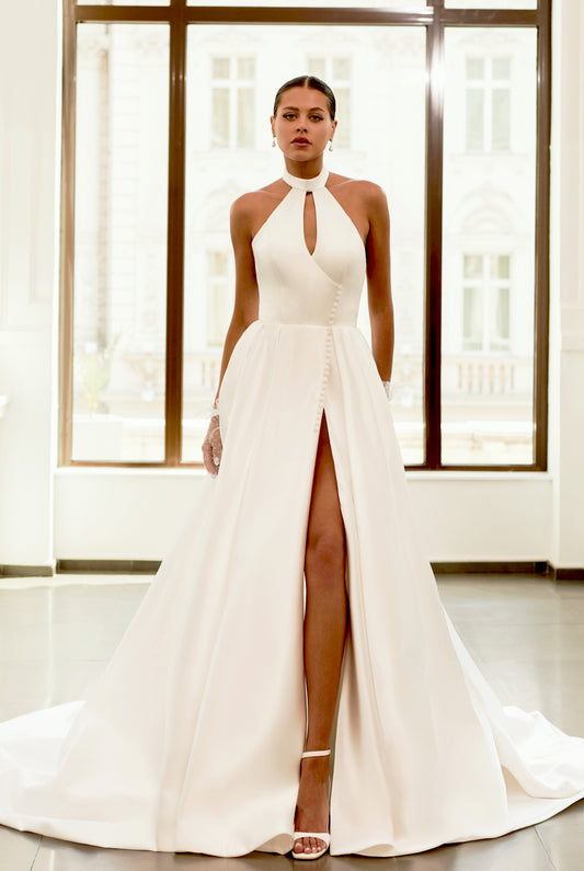Zarina A-line Halter Ivory Wedding dress