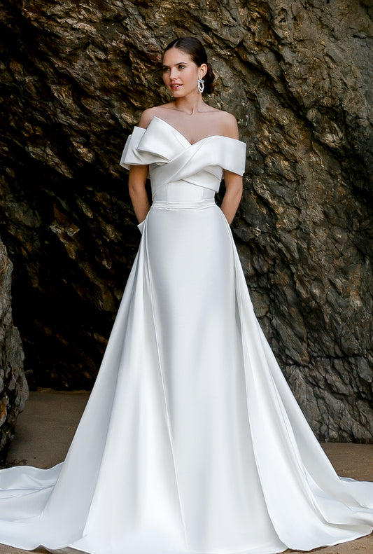 Holli Two in one Off-shoulder/Drop shoulders Milk Wedding dress