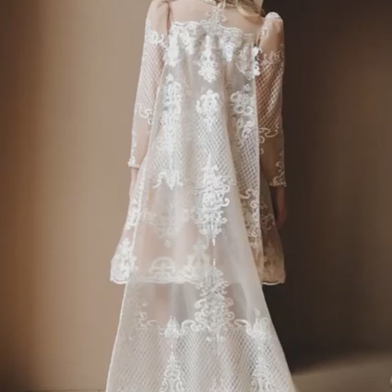Lavia A-line Square Nude Milk Wedding dress