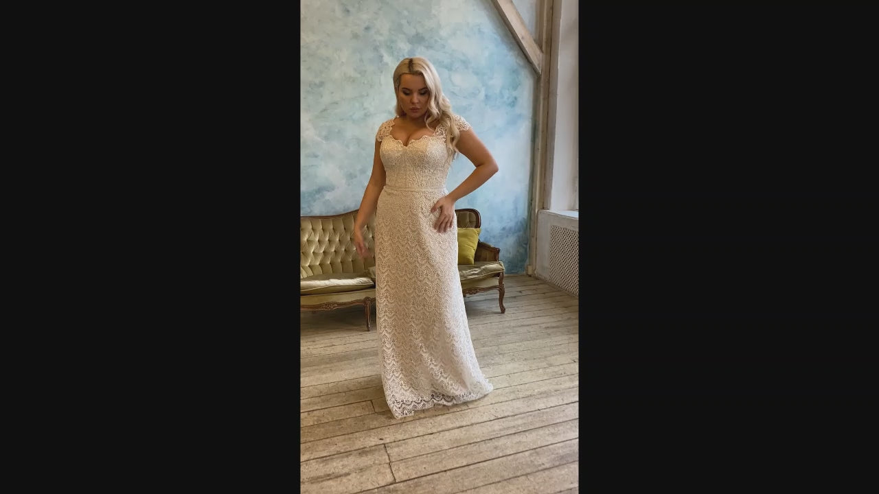 Sefora A-line Queen Anne Milk Wedding dress video