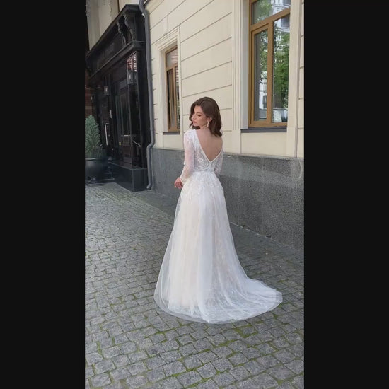 Judy A-line Illusion Ivory Nude Wedding dress