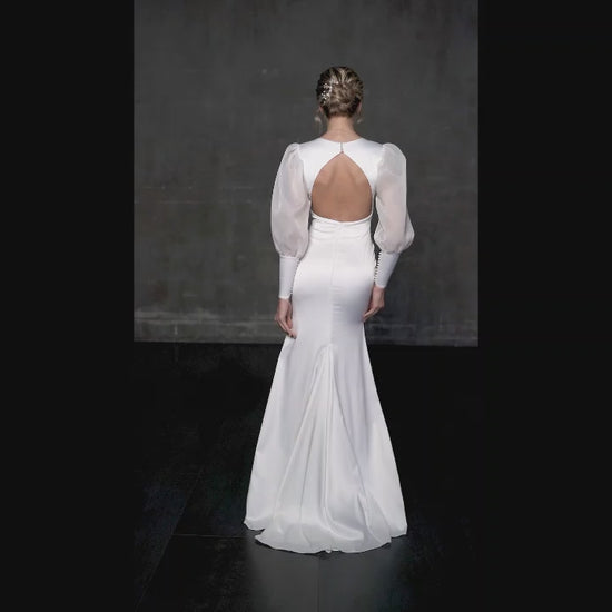 Marion Trumpet/Mermaid V-neck Milk Wedding dress