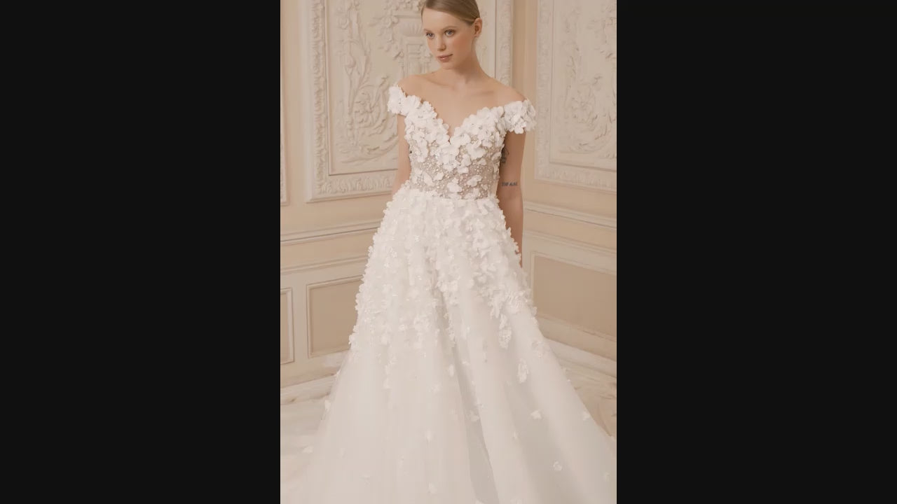 Hannah A-line Illusion Nude Ivory Wedding dress video