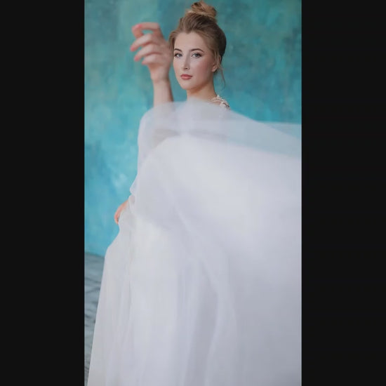 Ariela A-line Illusion Sand Wedding dress