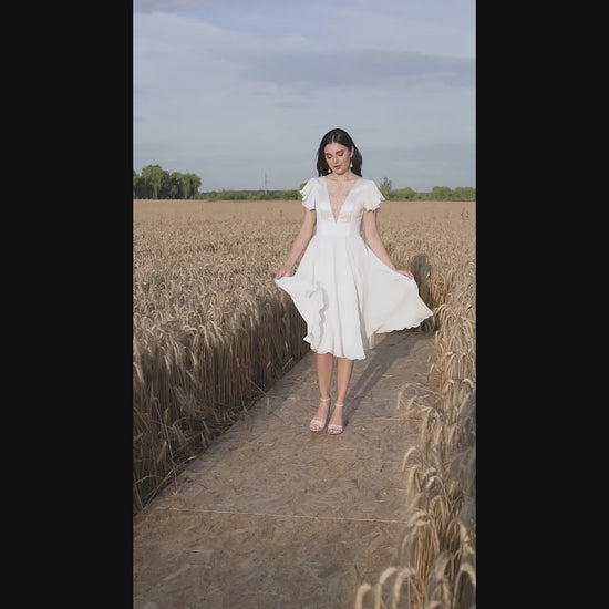 Edith A-line Jewel Ivory Wedding dress