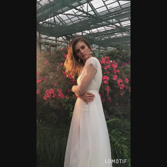 Ermin A-line Illusion Ivory Wedding dress