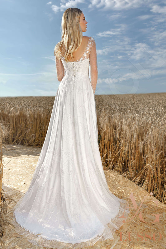 Anaria A-line Boat/Bateau Ivory Wedding dress