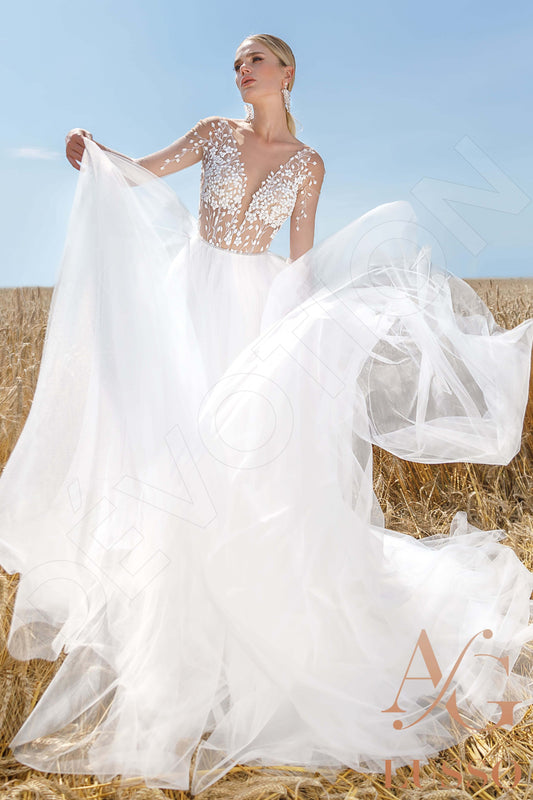 Aubrey A-line Illusion Ivory Wedding dress