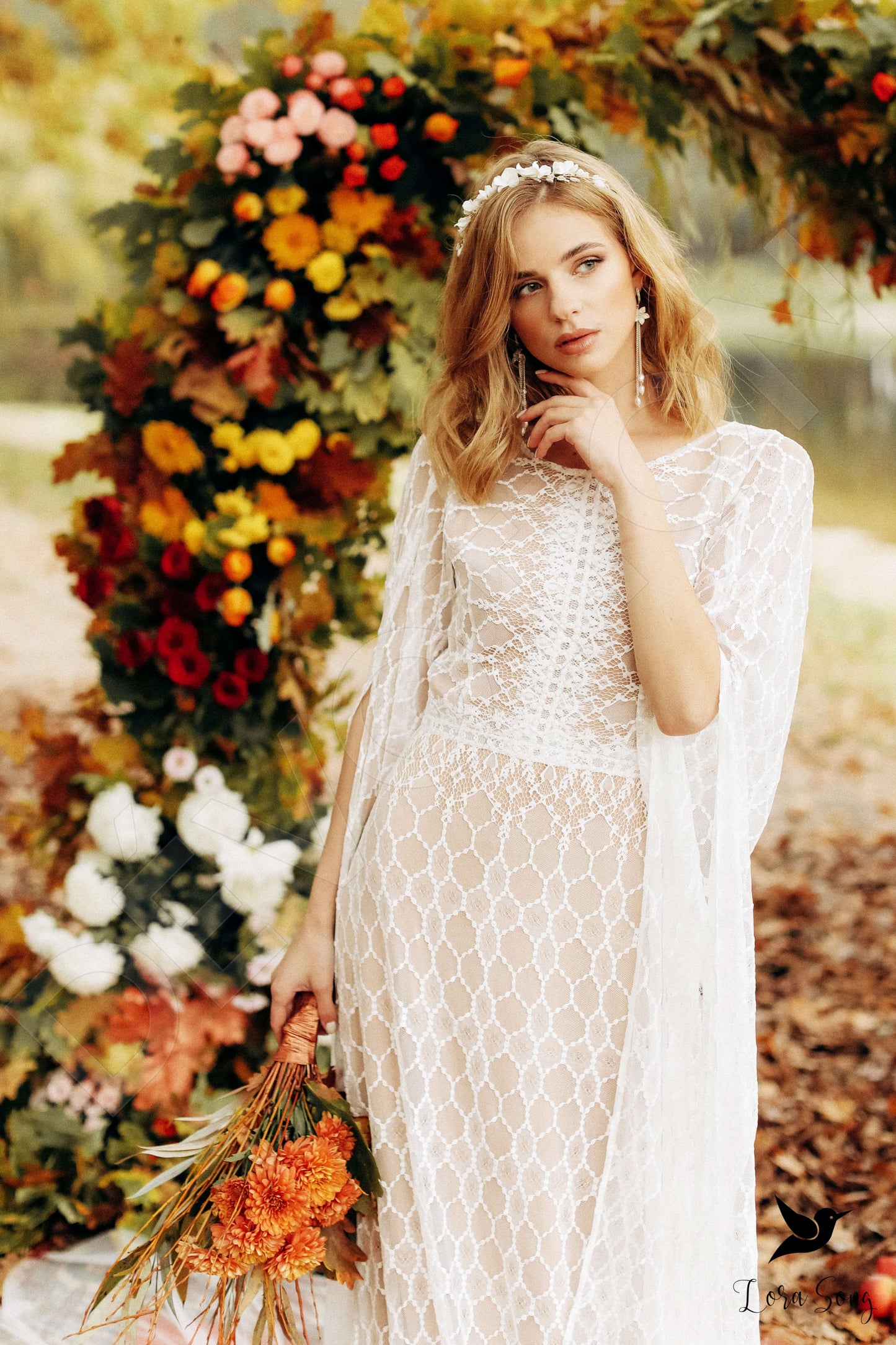 Brigid Open back A-line Long sleeve Wedding Dress 2