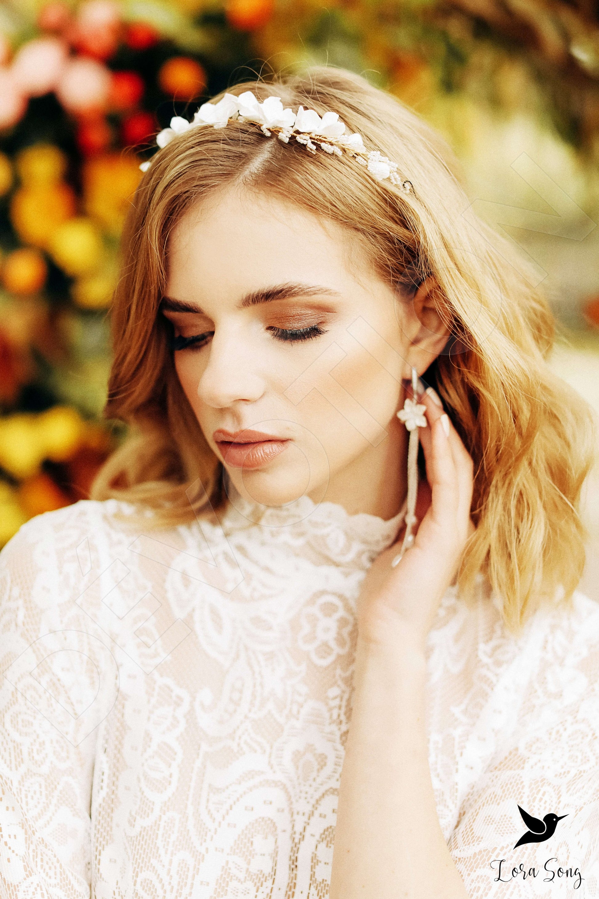 Aria A-line High neck Milk Nude Wedding dress