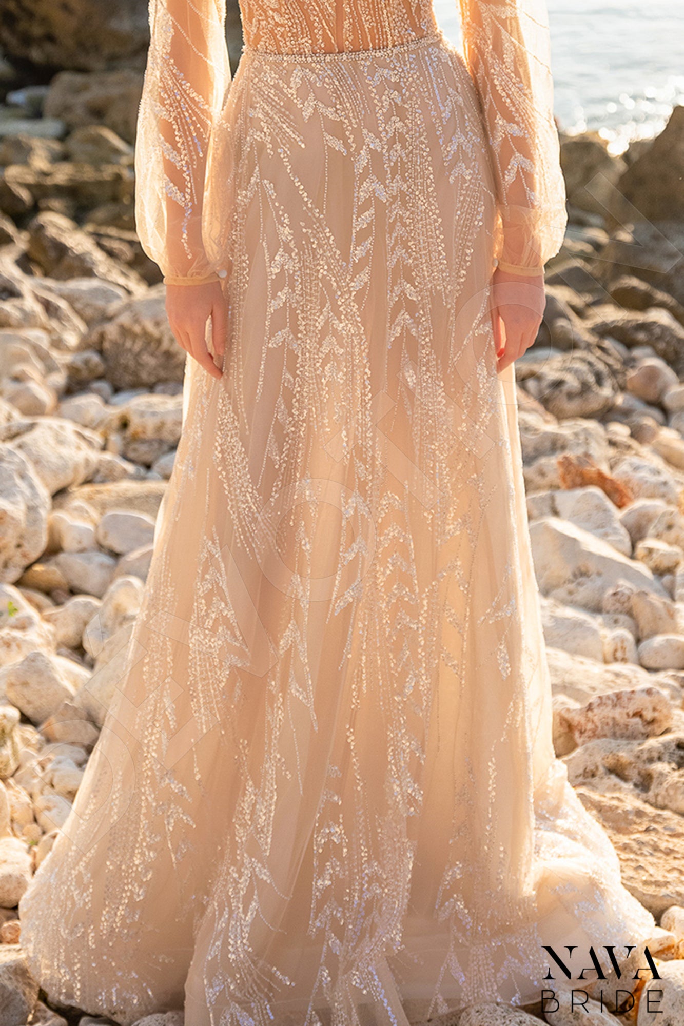 Emanuela A-line Scoop Nude Wedding dress