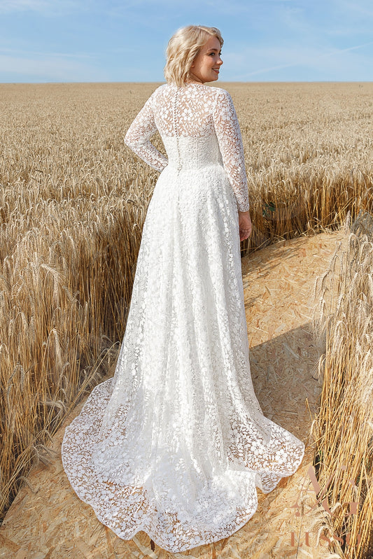Brissa A-line Jewel Ivory Wedding dress