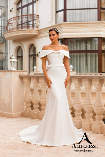Kailin Open back Trumpet/Mermaid Short/ Cap sleeve Wedding Dress 4