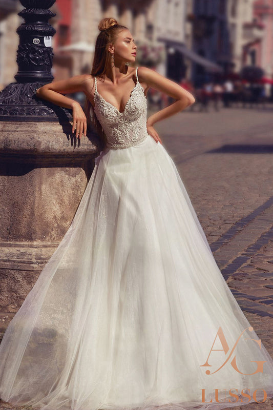 Gerra A-line V-neck Milk Wedding dress