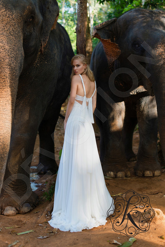 Asfea A-line V-neck Milk Wedding dress