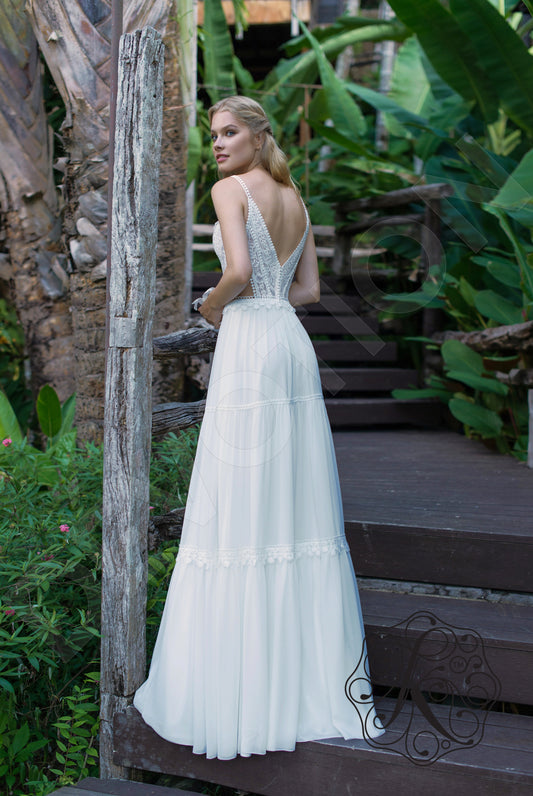 Eos A-line Deep V-neck Milk Wedding dress