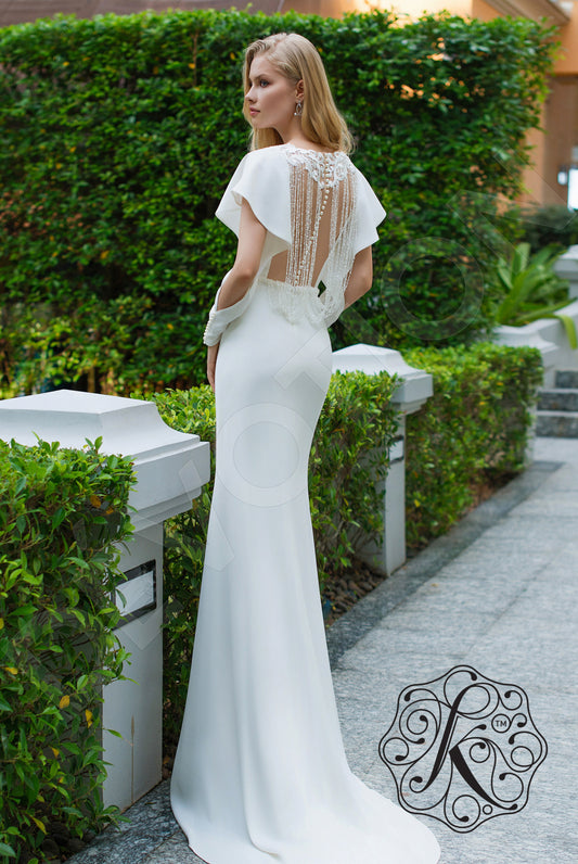 Djiansi Trumpet/Mermaid Jewel Milk Wedding dress