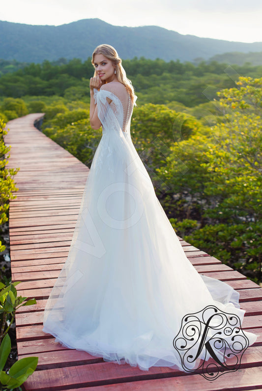Elary A-line Illusion Milk Wedding dress