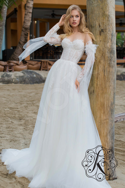 Flamenca A-line Illusion Milk Wedding dress