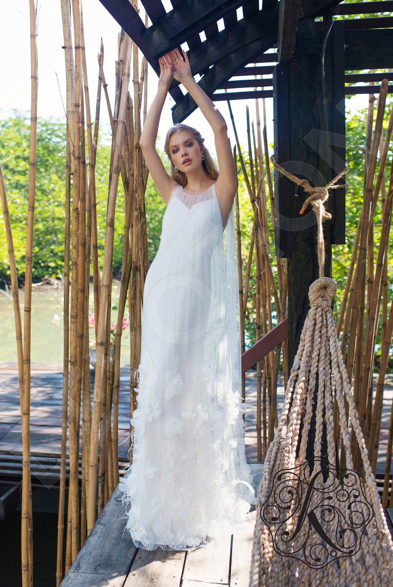 Saphira A-line V-neck Milk Wedding dress