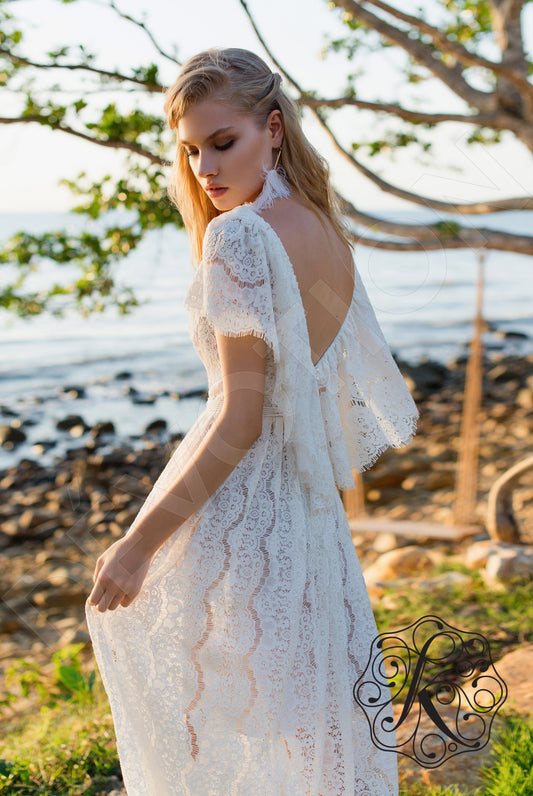 Urena A-line V-neck Ivory Wedding dress