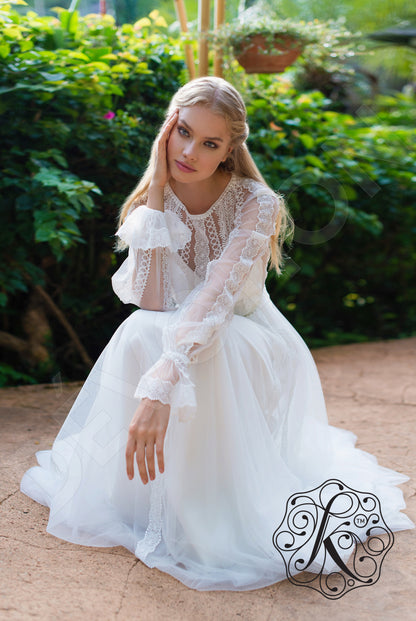 Weiss Full back A-line Long sleeve Wedding Dress 11