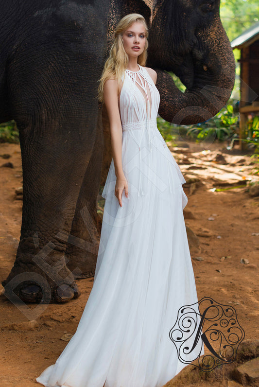 Maru A-line Halter Milk Wedding dress