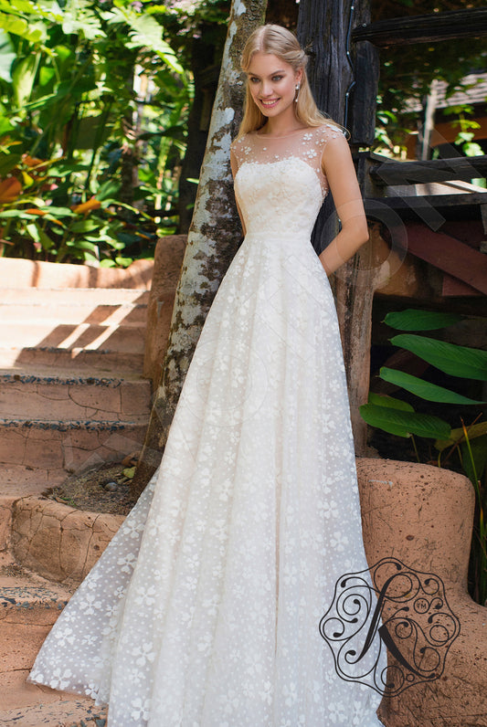 Batista A-line Jewel Champagne Milk Wedding dress