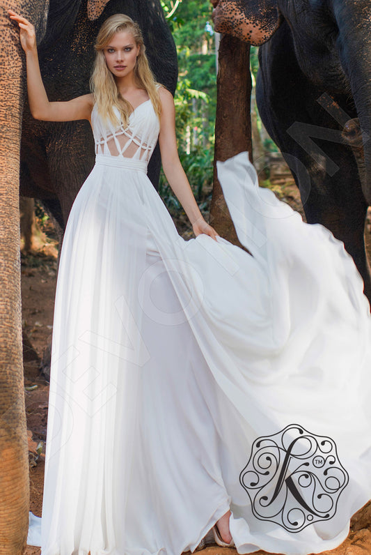 Asfea A-line V-neck Milk Wedding dress