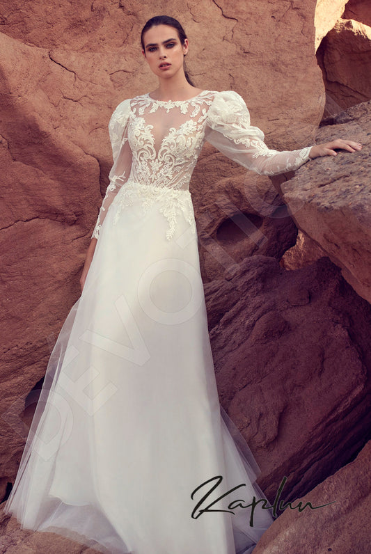 Arhelia A-line Jewel Milk Wedding dress