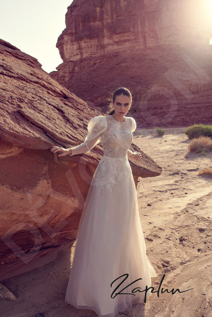 Itana Full back A-line Long sleeve Wedding Dress 5