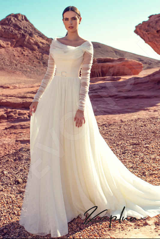 Penelopa A-line Off-shoulder/Drop shoulders Milk Wedding dress