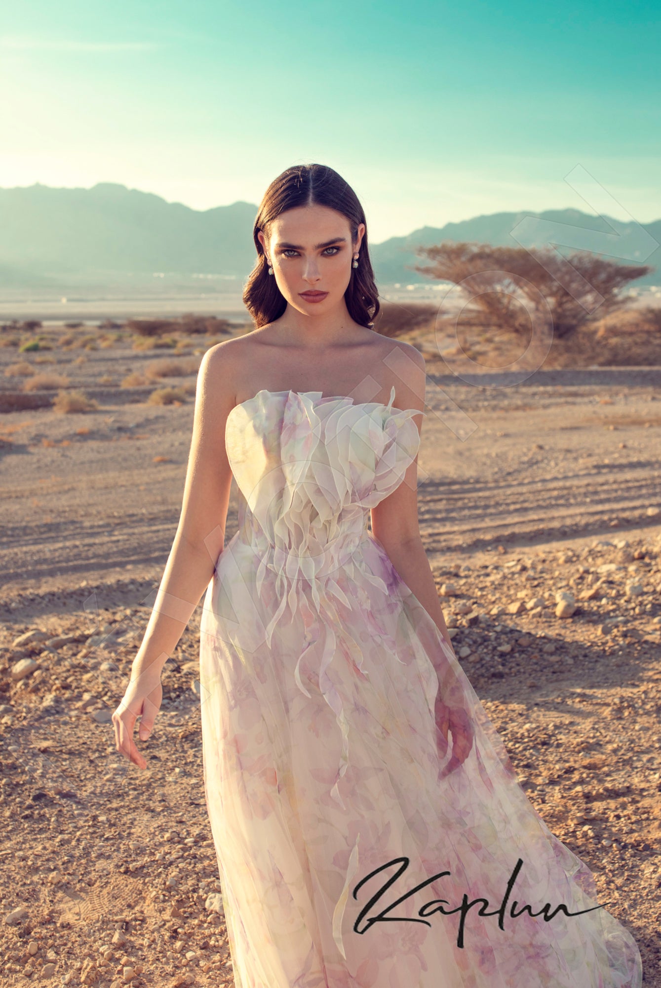 Valenta A-line Straight across Multicolor Wedding dress