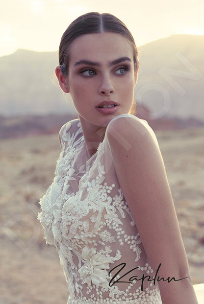 Mariota Full back A-line Sleeveless Wedding Dress 4