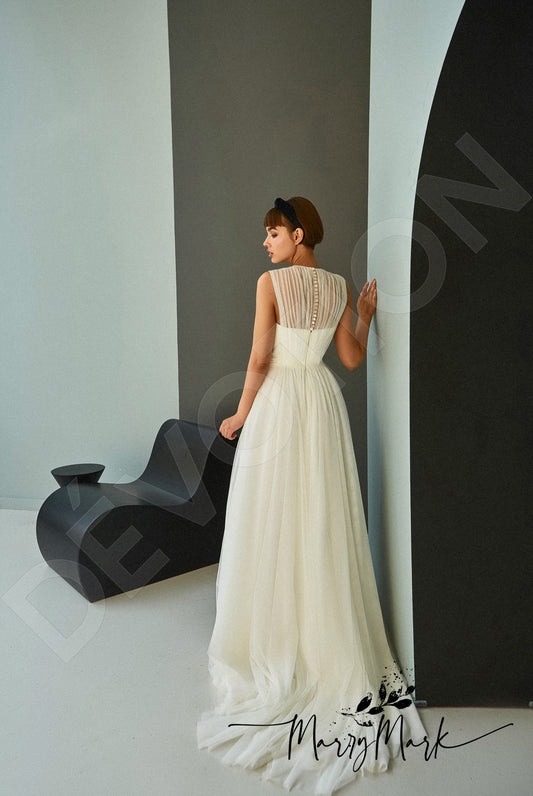 Elma A-line Jewel Milk Wedding dress
