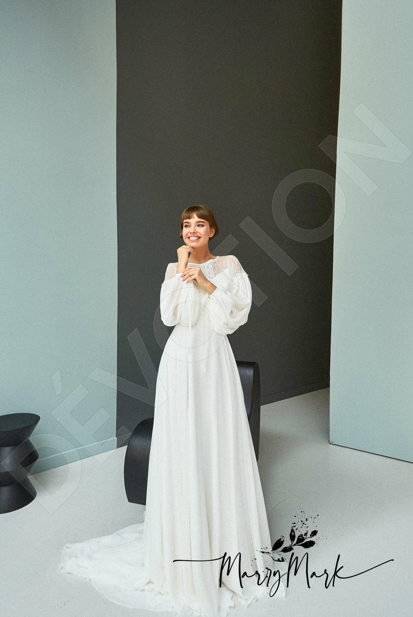 Foly Full back A-line Long sleeve Wedding Dress 6